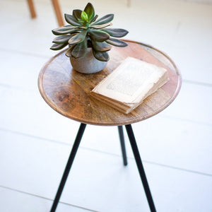 Round Mango Wood Side Table with Iron Legs