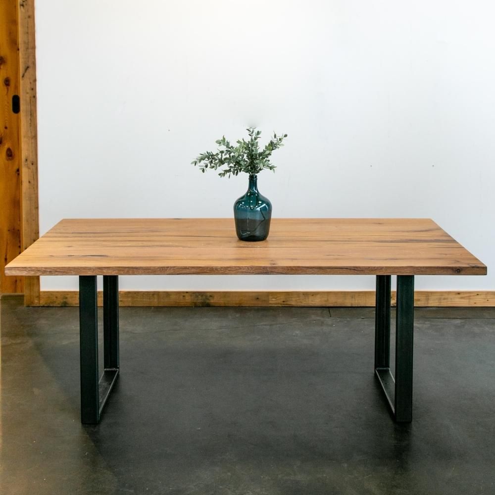 Natural Oak Table with Steel Base