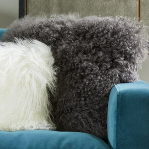 Lamb Fur Pillow - Grey
