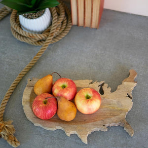 Carved Wooden USA Platter