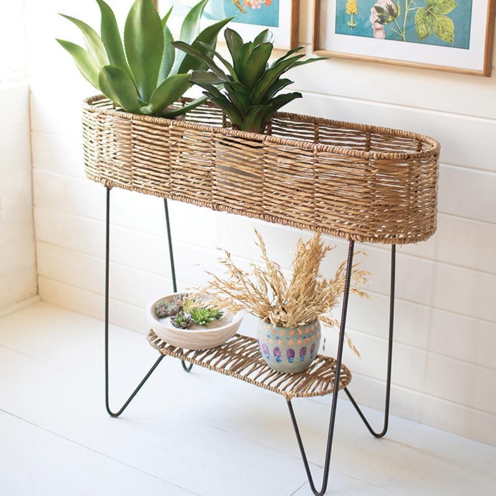 Large Oval Seagrass and Iron Planter