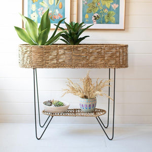 Large Oval Seagrass and Iron Planter