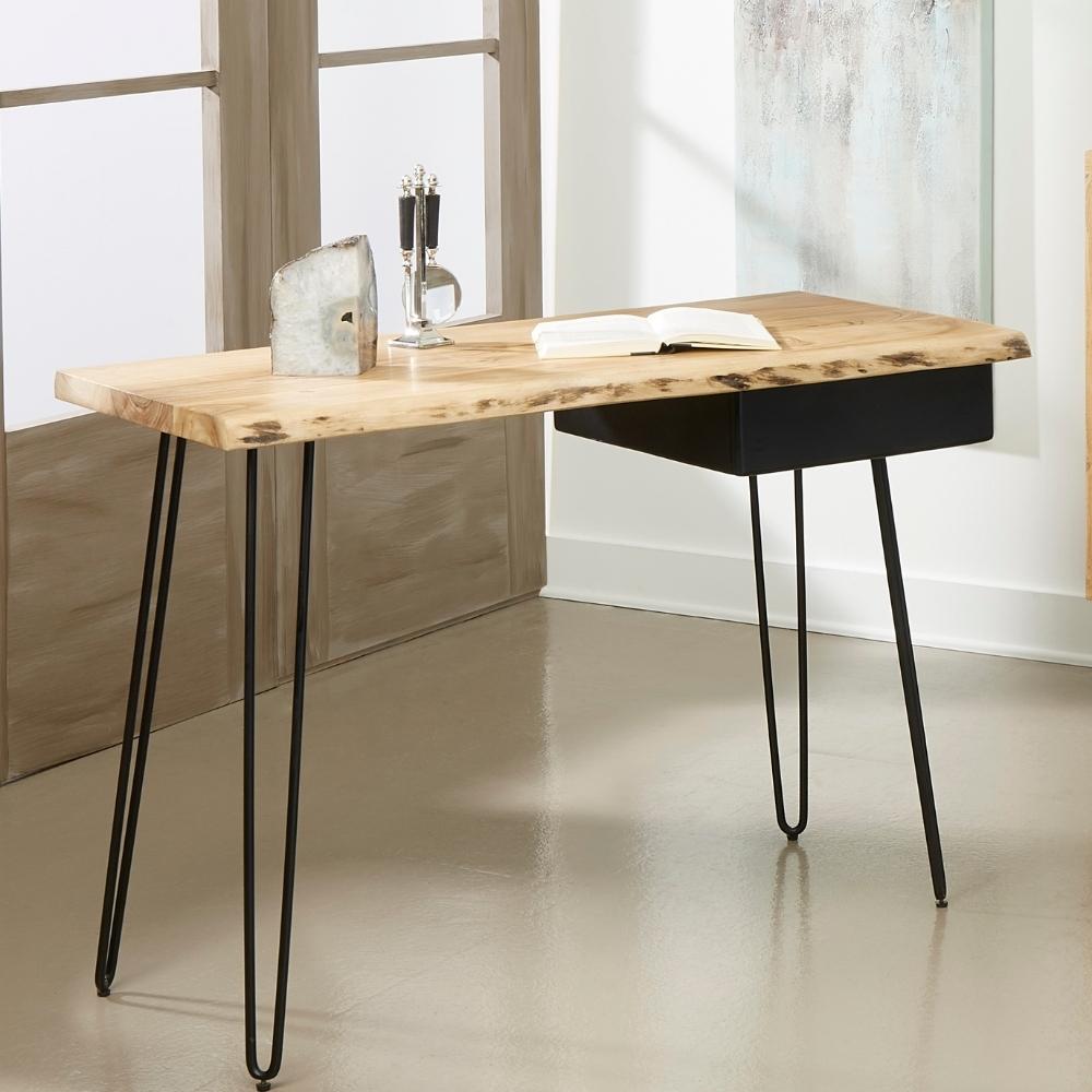 FORÊT Live Edge Industrial Rustic Hairpin Leg Desk Table Handcrafted With  Solid Wood 