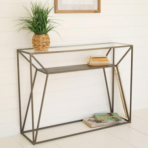 Metal Console with Glass Top