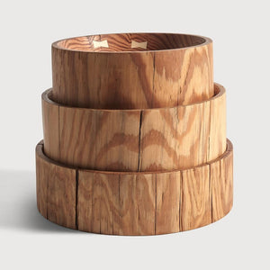 Natural Java Carved Pine Bowls (Set of 3)