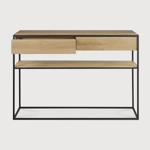 Oak Modern Console with Drawers