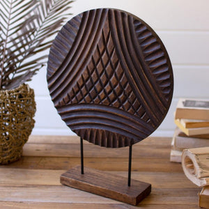 Round Wooden Tabletop Sculpture