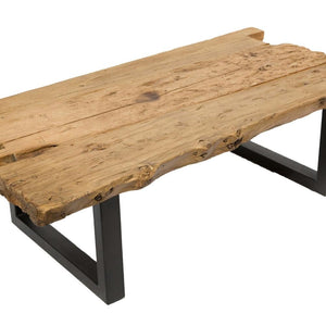 Rustic Live Edge Distressed Rectangle Coffee Table
