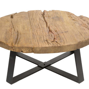 Rustic Live Edge Distressed Round Coffee Table