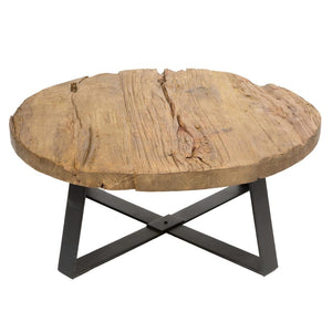 Rustic Live Edge Distressed Round Coffee Table
