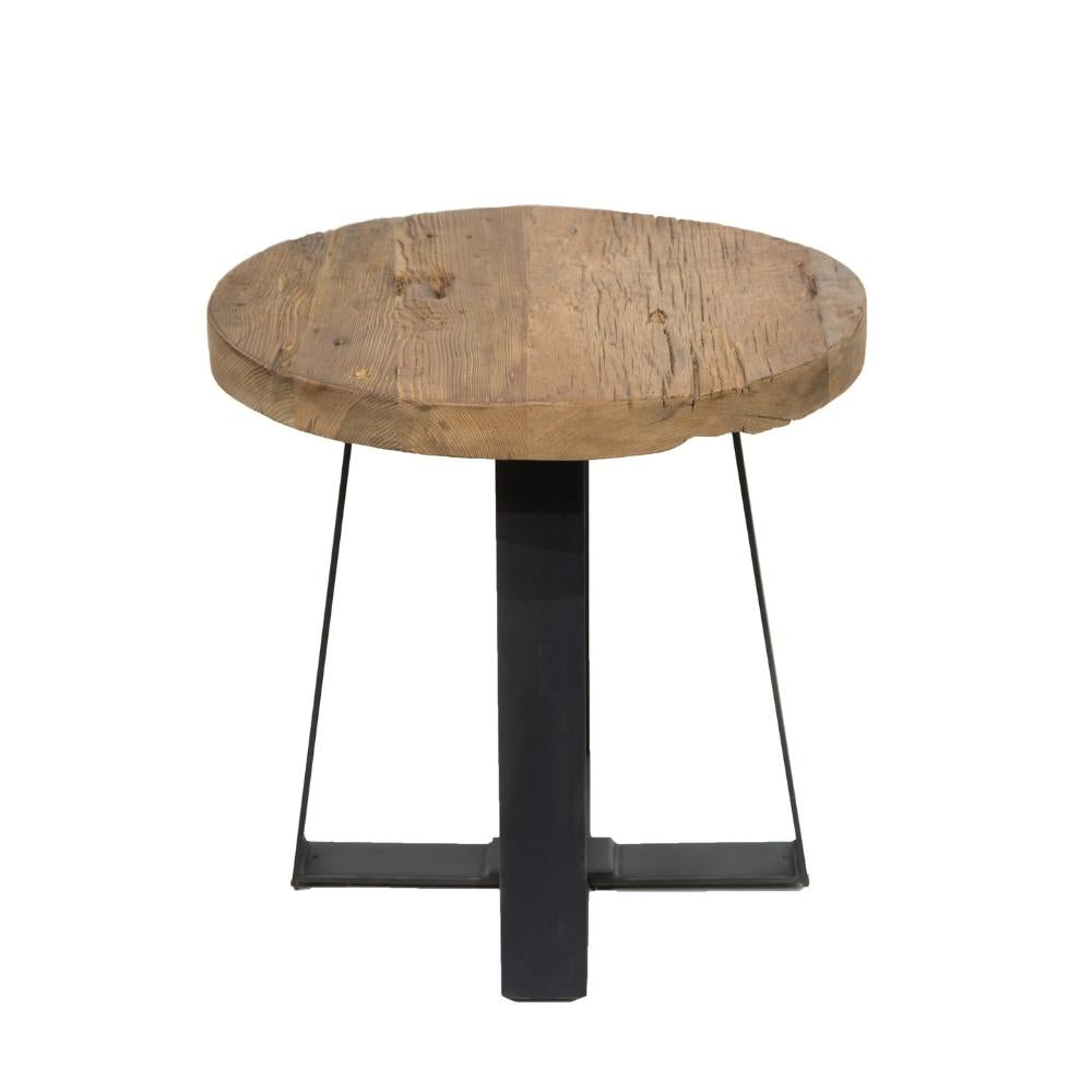 Rustic Round Distressed End Table