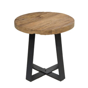 Rustic Round Distressed End Table