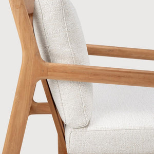 Teak Wood Jackie Outdoor Lounge Chair - Off White