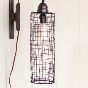 Wire Cylinder Wall Lamp with Pulley