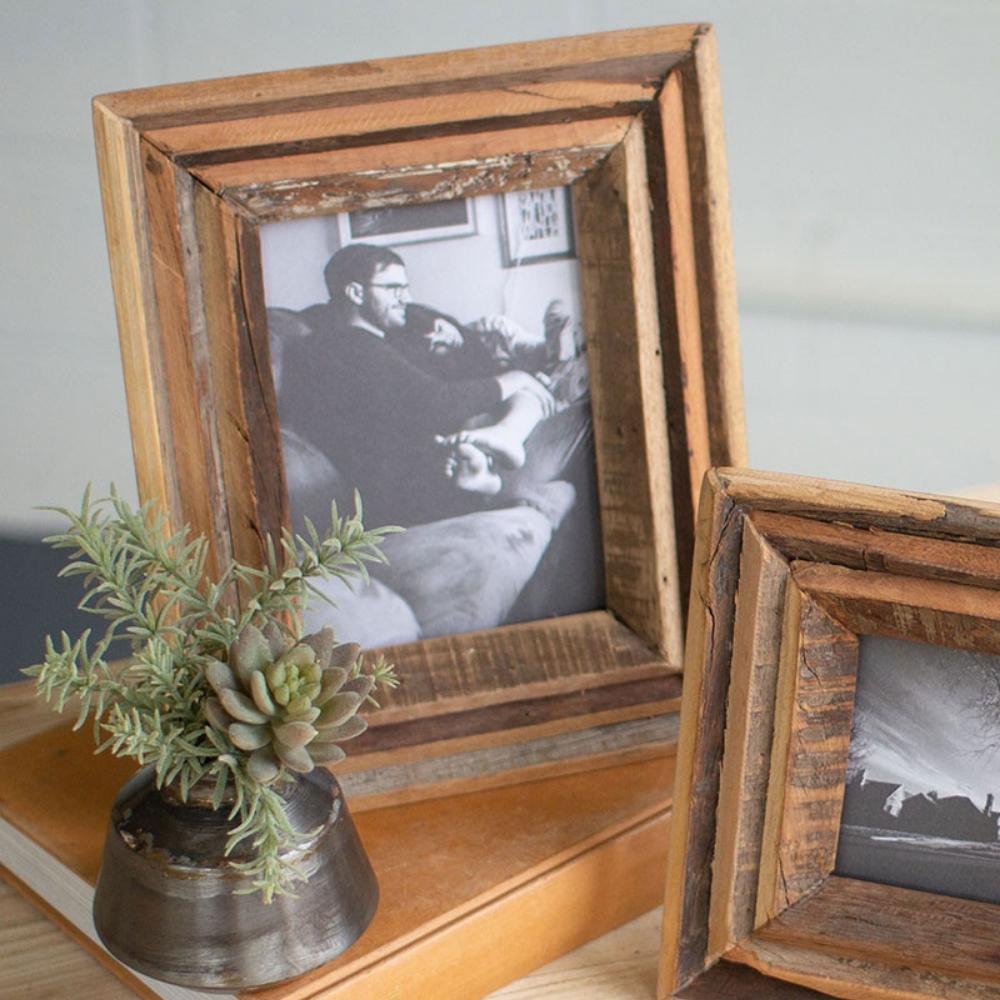 Recycled Natural Wood Photo Frame Set