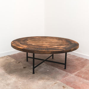 Antique Wooden Wagon Wheel Coffee Table